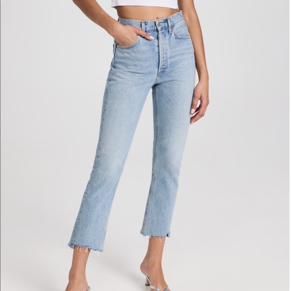 Agolde Riley High Rise Straight Crop Jeans - Picture 1 of 8